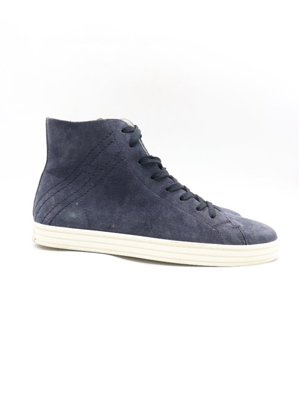 Hogan Rebel High Top Men's UK 9 US 10 Navy Blue Leather Suede Sneakers Lace Up